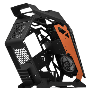 Gabinete Gamer XTREME PC GAMING Micro Torre Micro ATX 3 Fan Cristal Templado ARGB Negro y Naranja