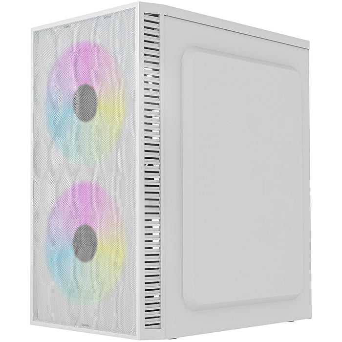 Gabinete ACTECK FUJI GC470 Micro ATX Mini Torre Fuente 500W 2 Fan FRGB Acrilico Blanco AC-939515