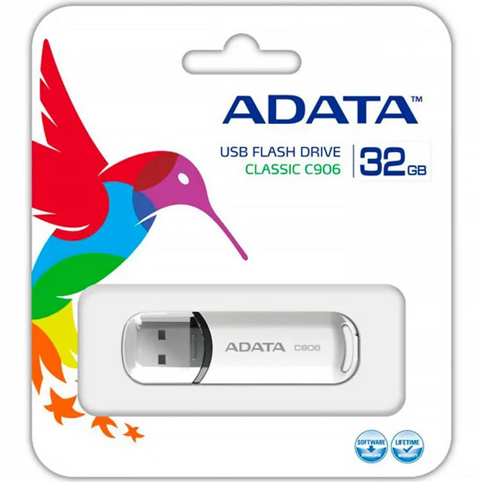 Memoria USB 32GB ADATA C906 2.0 Flash Drive Blanco AC906-32G-RWH