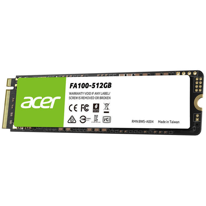 Unidad de Estado Solido SSD M.2 512GB ACER FA100 NVMe PCIe 3.0 3000/2700 MB/s BL.9BWWA.119