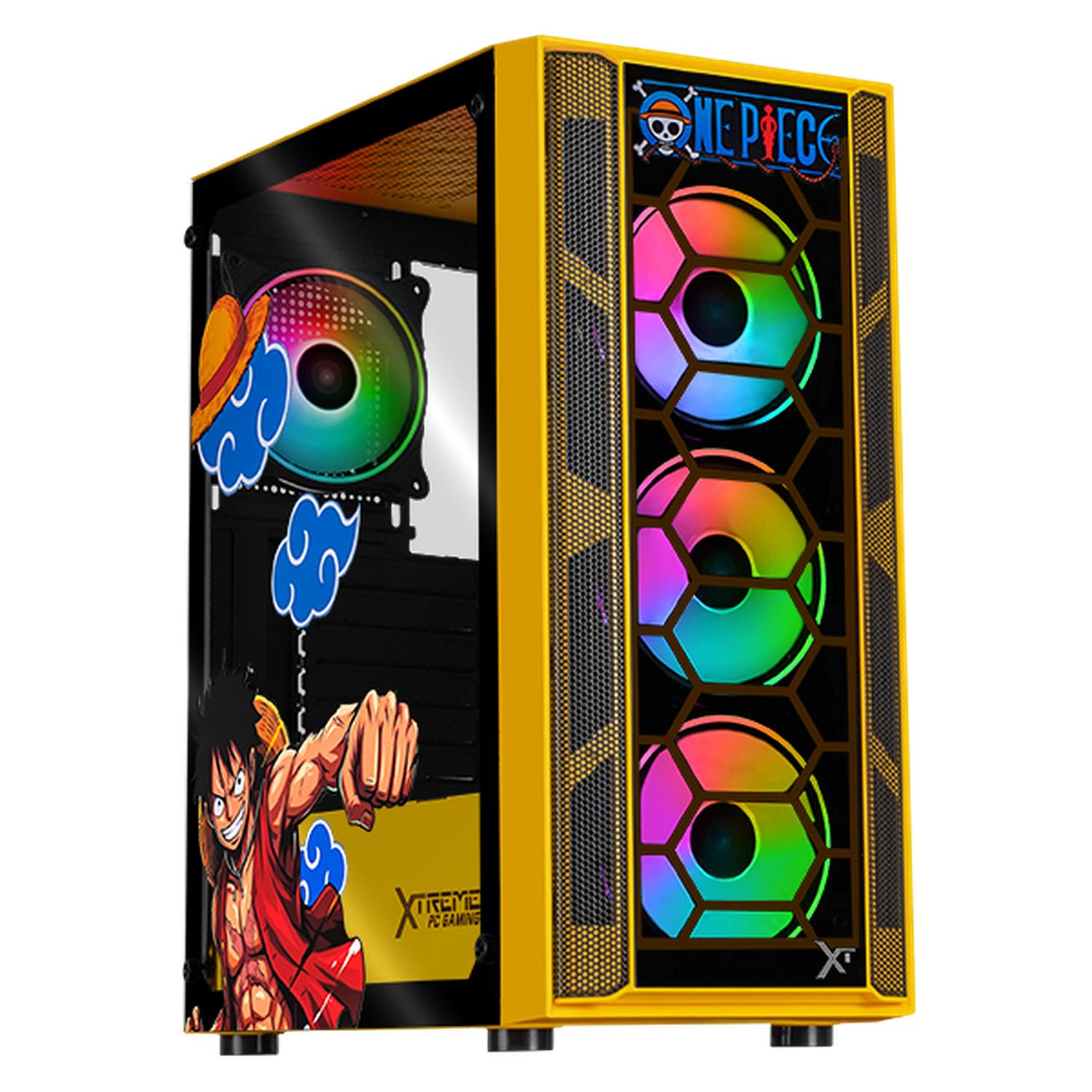 Gabinete XTREME PC GAMING Luffy Edition Media Torre 4 Fan ARGB Amarill ...