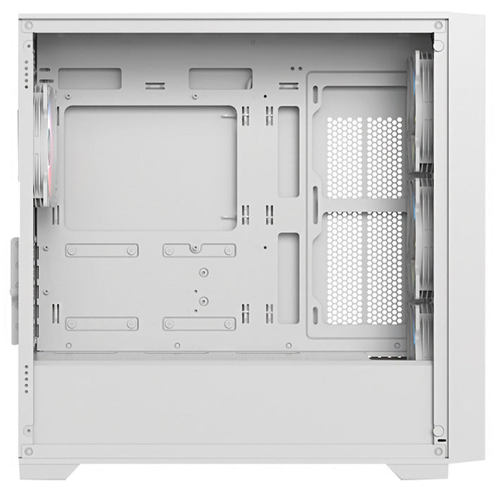 Gabinete Gamer BALAM RUSH CARBONO TWIN MATE 8000 M-ATX Mini Torre 4 Fan ARGB Cristal Templado Frente Intercambiable USB-C Blanco BR-938785