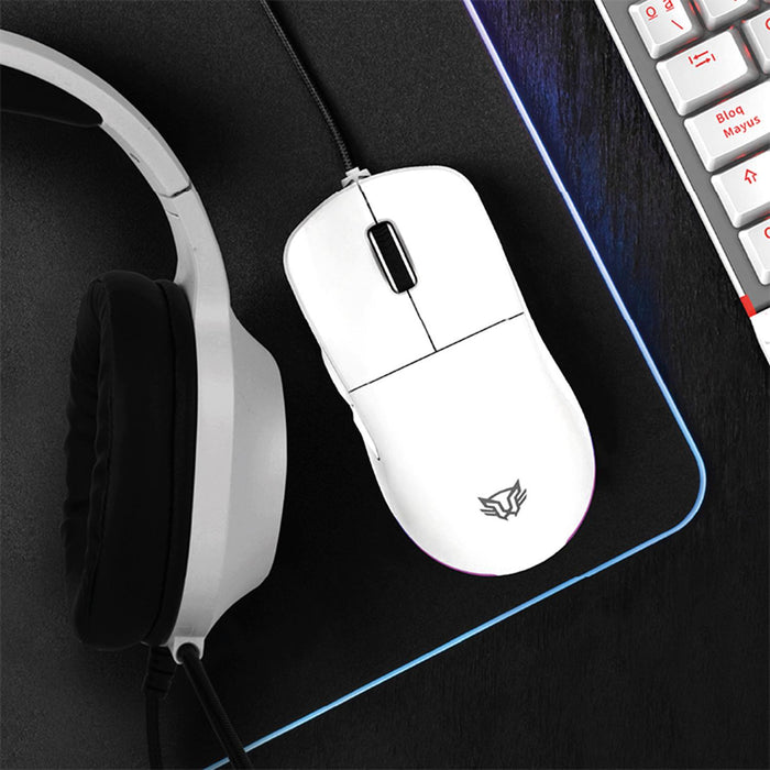 Mouse Gamer BALAM RUSH SPEEDER EVO MG939 12800dpi 6 botones Alambrico Blanco BR-936897