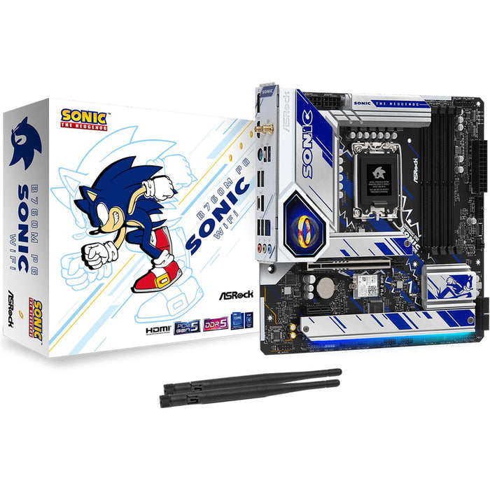 Tarjeta Madre ASROCK B760M PG SONIC WIFI LGA 1700 4x DDR5 3x M.2 PCIe 5.0 USB-C WIFI 6E BT Micro ATX