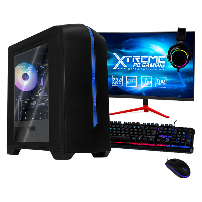 Xtreme PC Gaming AMD Radeon RX 6500 XT Ryzen 5 4500 16GB SSD 250GB 2TB Monitor 23.8 144Hz WIFI Black
