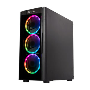 Gabinete Gamer XZEAL XZ110 RGB Cristal Templado Negro 4 ventiladores XZCGB12B