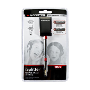 Adaptador MONSTER ISPLITTER 1000 Splitter 3.5mm Negro Y-SPLT V2 WW