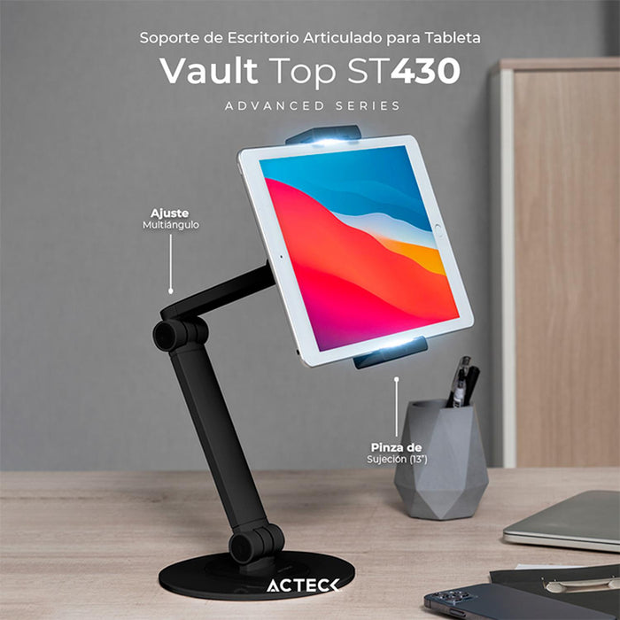 Soporte de Escritorio ACTECK VAULT TOP ST430 Para Tablet 13" Ajuste Multitriangulo AC-934565