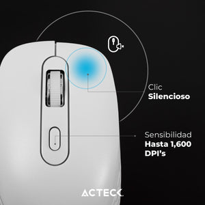 Mouse ACTECK OPTIMIZE FLOW MI480 Ergonomico 1600dpi 6 Botones Inalambrico USB 2.4 Ghz Blanco AC-939843