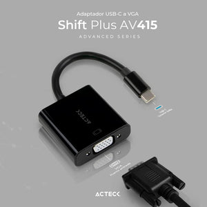 Adaptador Convertidor ACTECK SHIFT PLUS AV415 USB Tipo C a VGA Negro AC-934725