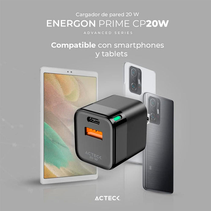 Turbo Cargador ACTECK ENERGON PRIME CP420 USB-C Negro AC-935555