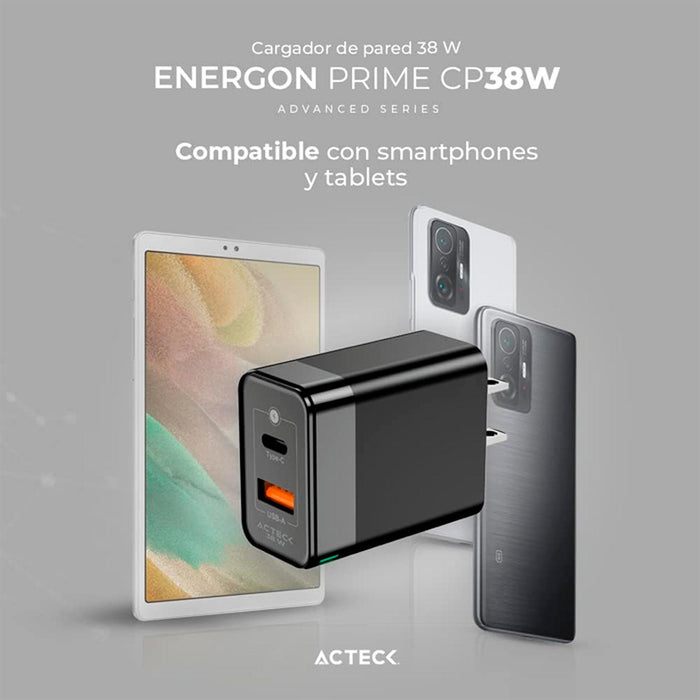 Turbo Cargador ACTECK ENERGON PRIME CP440 USB-C Negro AC-935562