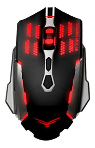Mouse NACEB Alambrico Laser 2400dpi Led Rojo 7 Botones Negro NA-630