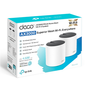 Router Deco X55 TP-Link sistema Wi-Fi 6 Mesh Doble Banda AX3000 3000 Mbps (2-pack)