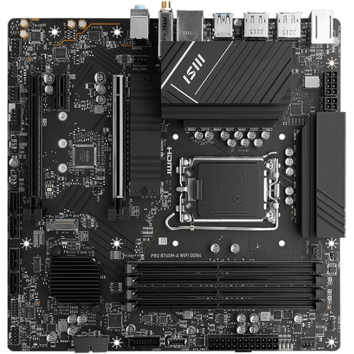 Tarjeta Madre MSI PRO B760M-A WIFI DDR4 Intel 1700 USB C WIFI 6E + Bluetooth Micro ATX