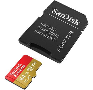 Memoria Micro SD 64GB SANDISK Extreme Clase 10 V30 U3 A2 UTILIZAR