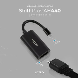Adaptador Convertidor ACTECK SHIFT PLUS AH440 USB Tipo C a HDMI Negro AC-934701