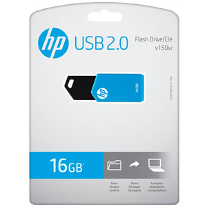 Memoria USB 16GB HP V150W 2.0 Retratil Azul HPFD150W-16