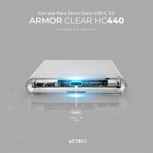 Case Enclosure ACTECK ARMOR CLEAR HC440 5 Gbps SATA 2.5 USB-C Blanco AC-934695