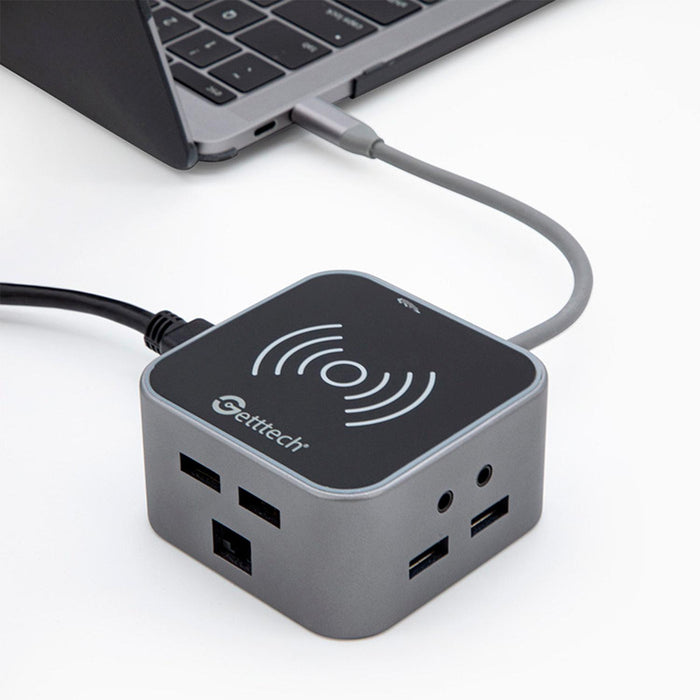 Hub Tipo C Y Cargador Inalambrico Getttech Docking Station