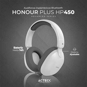 Audifonos Diadema ACTECK HONOUR PLUS HP450 Inalambricos Microfono integrado Blanco AC-935630