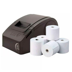 Kit Punto De Venta EC LINE Cajon Mini Printer 58MM Tickets Lector 5 Rollos