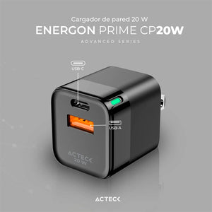 Turbo Cargador ACTECK ENERGON PRIME CP420 USB-C Negro AC-935555