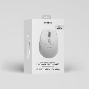 Mouse ACTECK OPTIMIZE ERGO MI680 1600dpi 6 botones Inalambrico USB 2.4 Ghz Blanco AC-934084